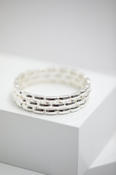 Jon Richard Silver Plated Polished Chain Stretch Bracelet