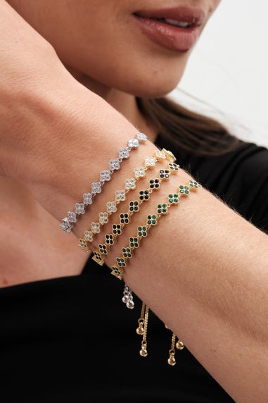 Jon Richard Silver Plated And Crystal Clover Toggle Bracelet