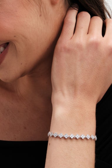 Jon Richard Silver Plated And Crystal Clover Toggle Bracelet