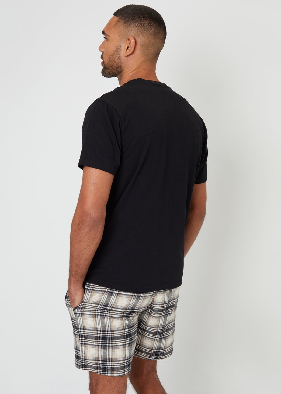 Threadbare Black Dray Shortie Check Pyjama Set