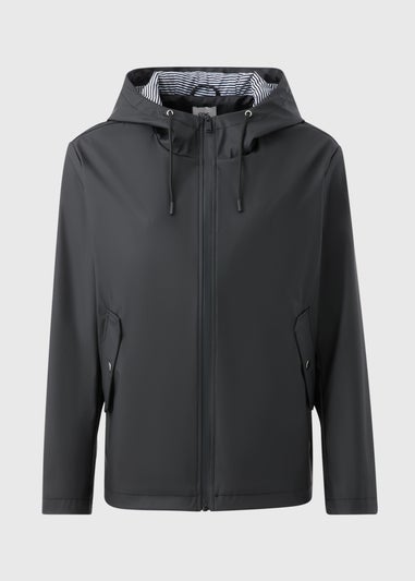 Black Short Rubberised Parka Jacket
