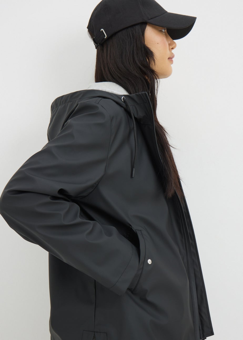 Black Short Rubberised Parka Jacket