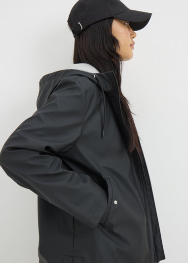 Black Short Rubberised Parka Jacket