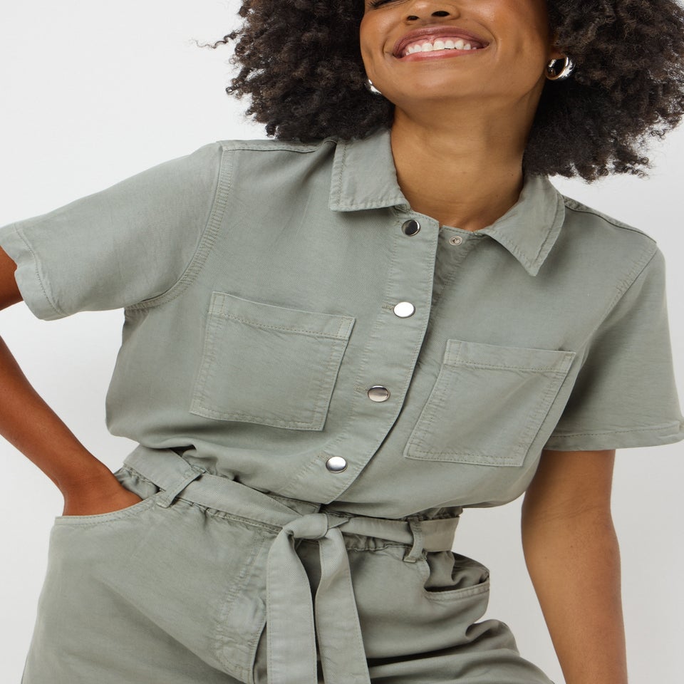 Green Denim Playsuit