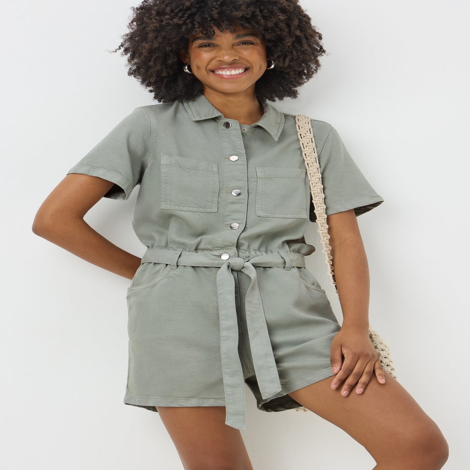 Green Denim Playsuit