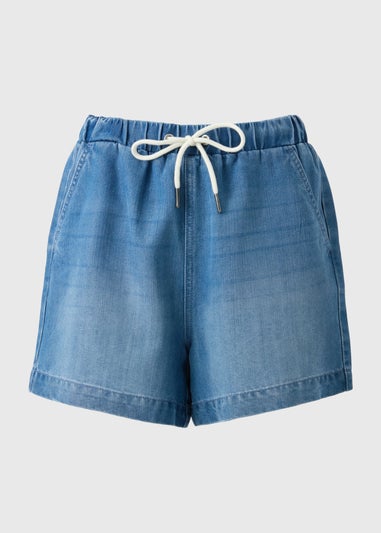 Blue Mid Wash Comfort Fit Denim Shorts