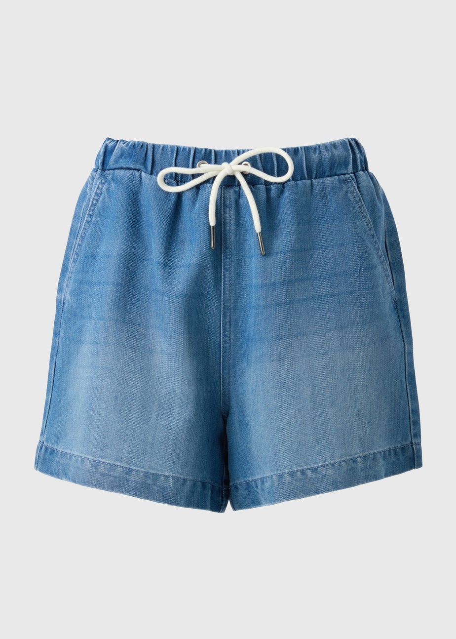 Blue Mid Wash Comfort Fit Denim Shorts