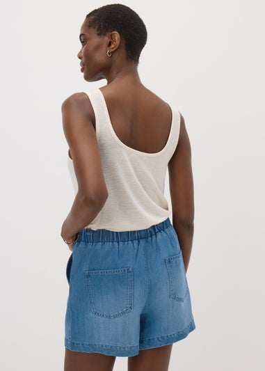 Blue Mid Wash Comfort Fit Denim Shorts