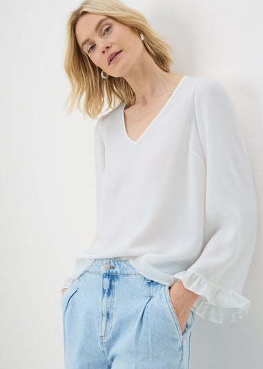 Ivory Frill Sleeve Blouse