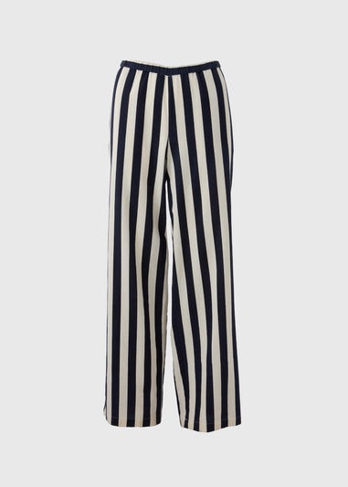 Petite Navy Stripe Wide Leg Co-Ord Trousers