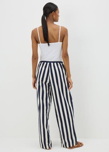 Petite Navy Stripe Wide Leg Co-Ord Trousers
