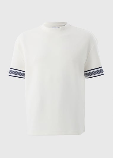 White Smart Stripe Arm Co Ord T-Shirt