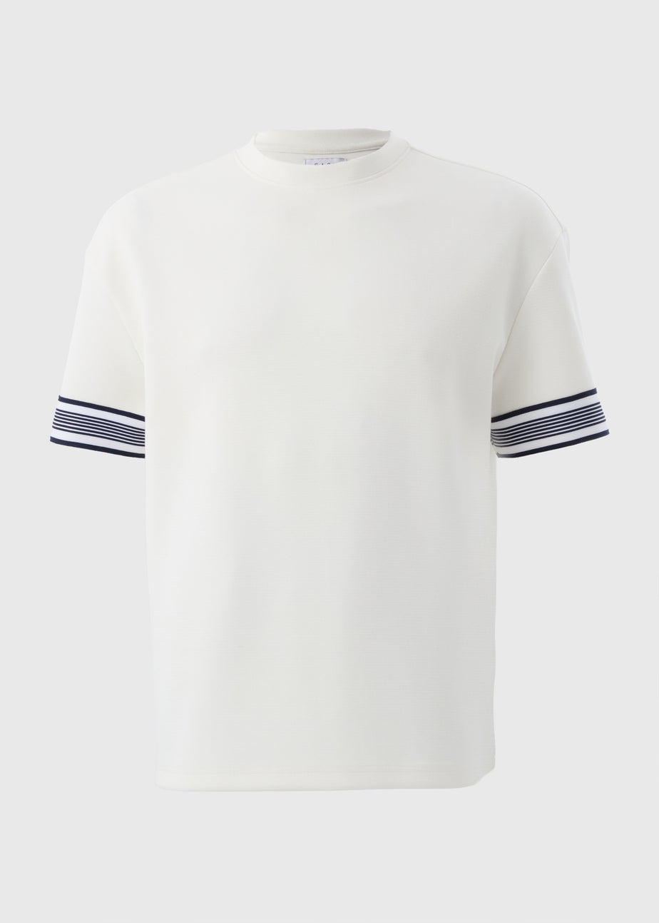 White Smart Stripe Arm Co Ord T-Shirt