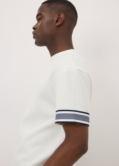 White Smart Stripe Arm Co Ord T-Shirt