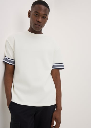 White Smart Stripe Arm Co Ord T-Shirt