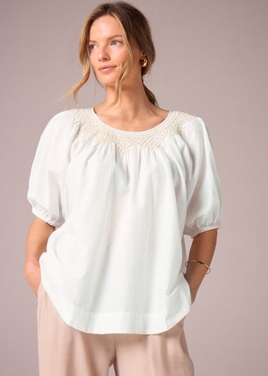 Et Vous Ivory Puff Sleeve Blouse