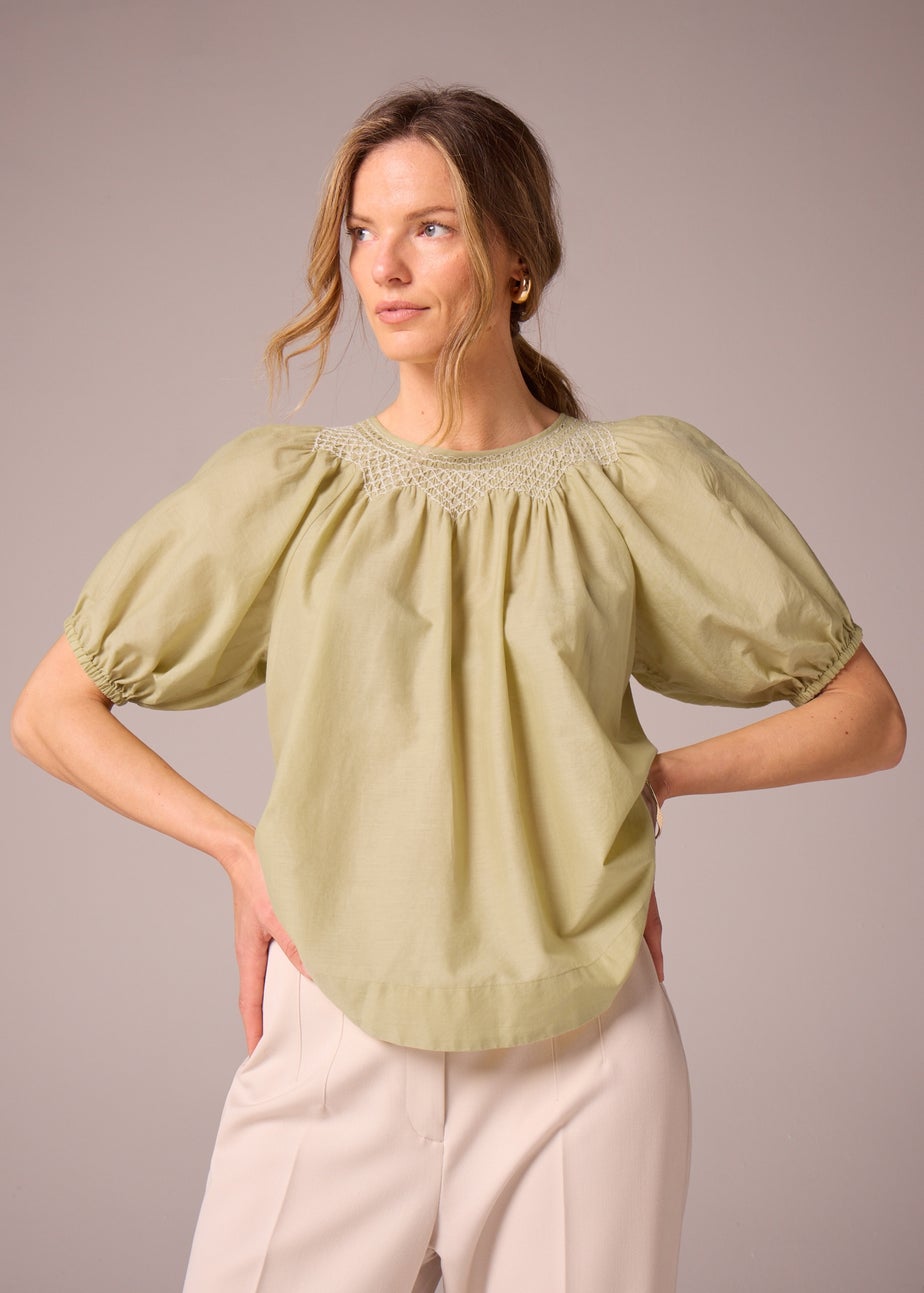 Et Vous Lime Embroidered Blouse