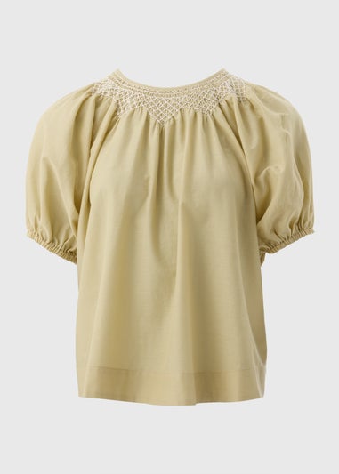 Et Vous Lime Embroidered Blouse