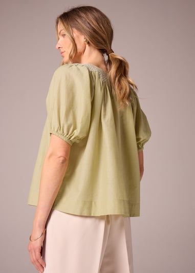 Et Vous Lime Embroidered Blouse