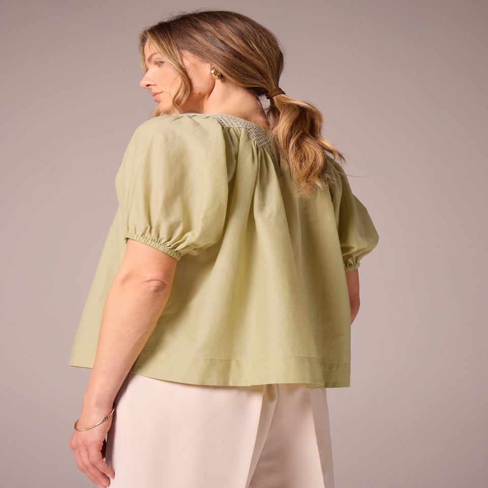 Et Vous Lime Embroidered Blouse