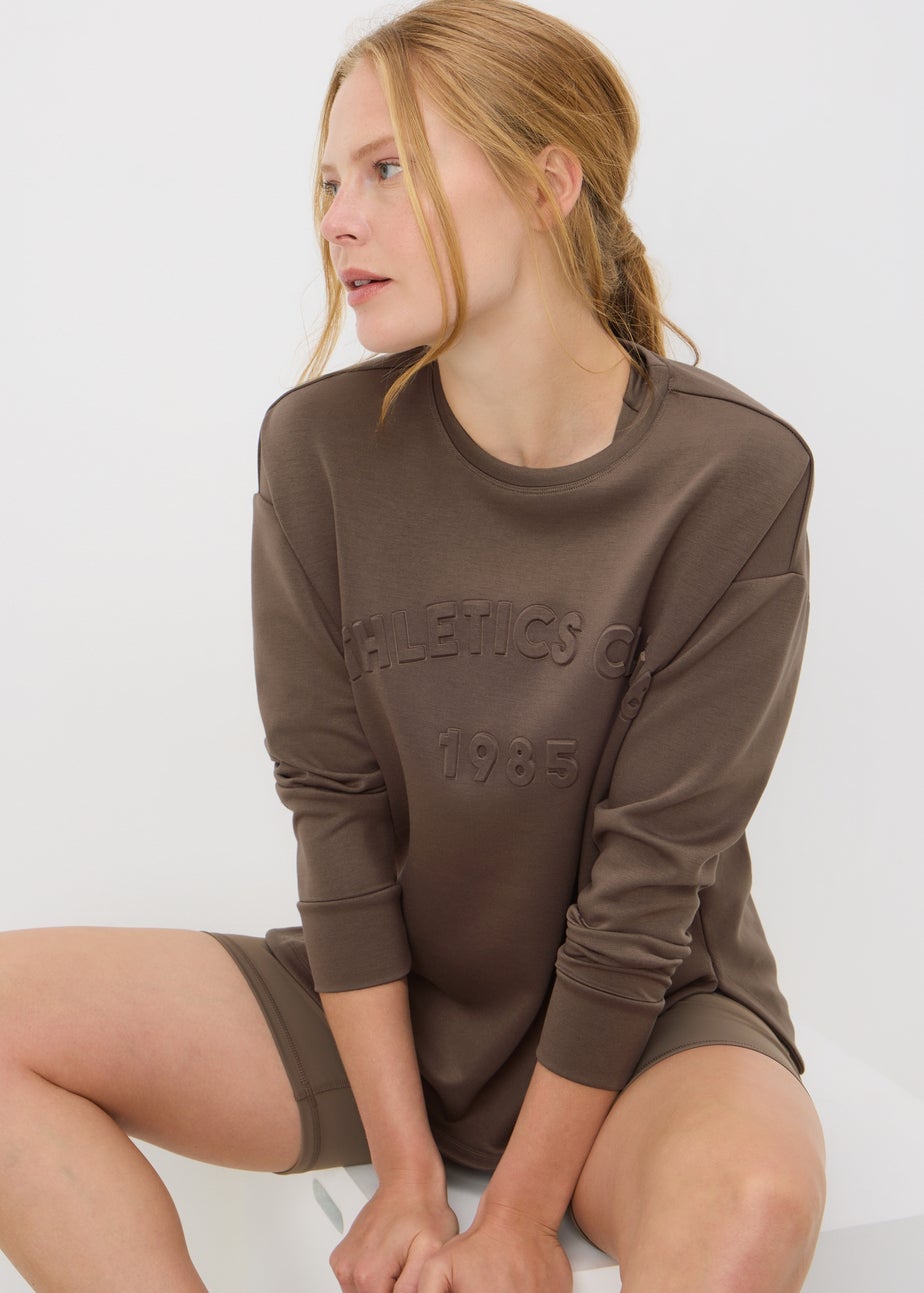 Souluxe Brown Embossed Sweatshirt