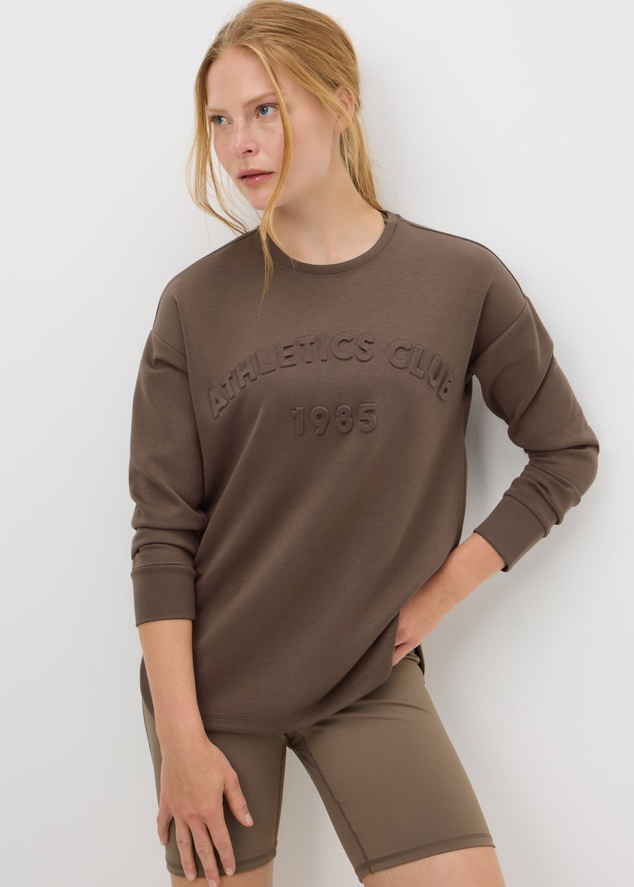 Souluxe Brown Embossed Sweatshirt