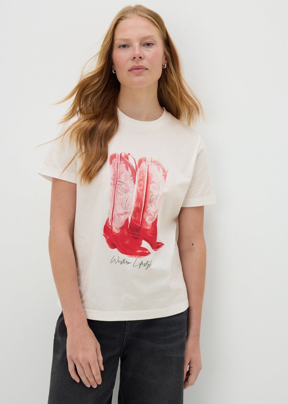 White Western Boots T-Shirt