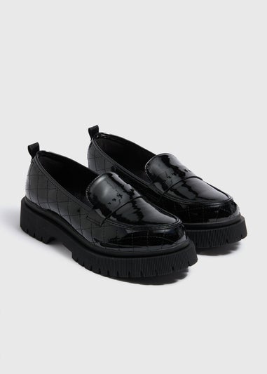 Girls School Black Chunky Loafers (10 Infants - 6 Older)