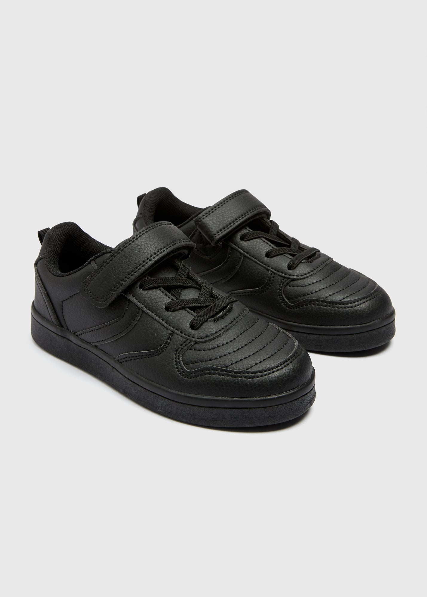 boys black leather trainers