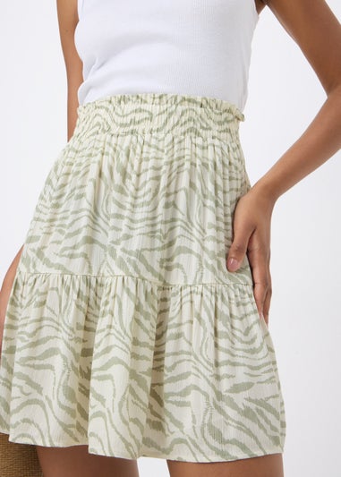 Green Animal Cheesecloth Mini Skirt