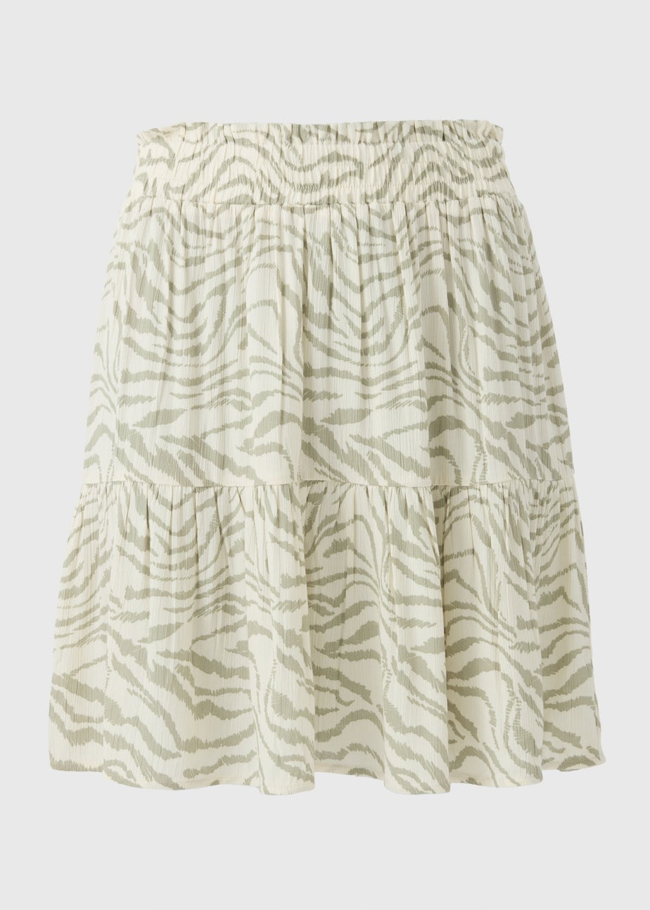 Green Animal Cheesecloth Mini Skirt