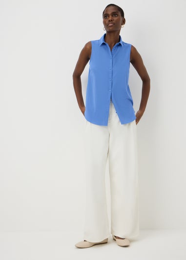 Blue Sleeveless Clipper Shirt