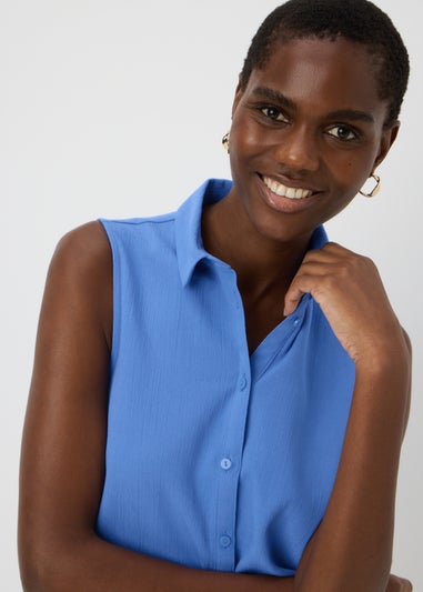 Blue Sleeveless Clipper Shirt