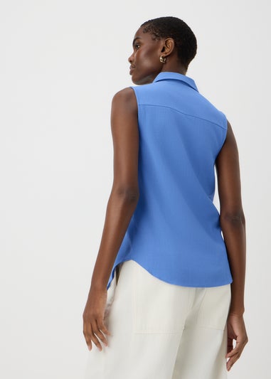 Blue Sleeveless Clipper Shirt