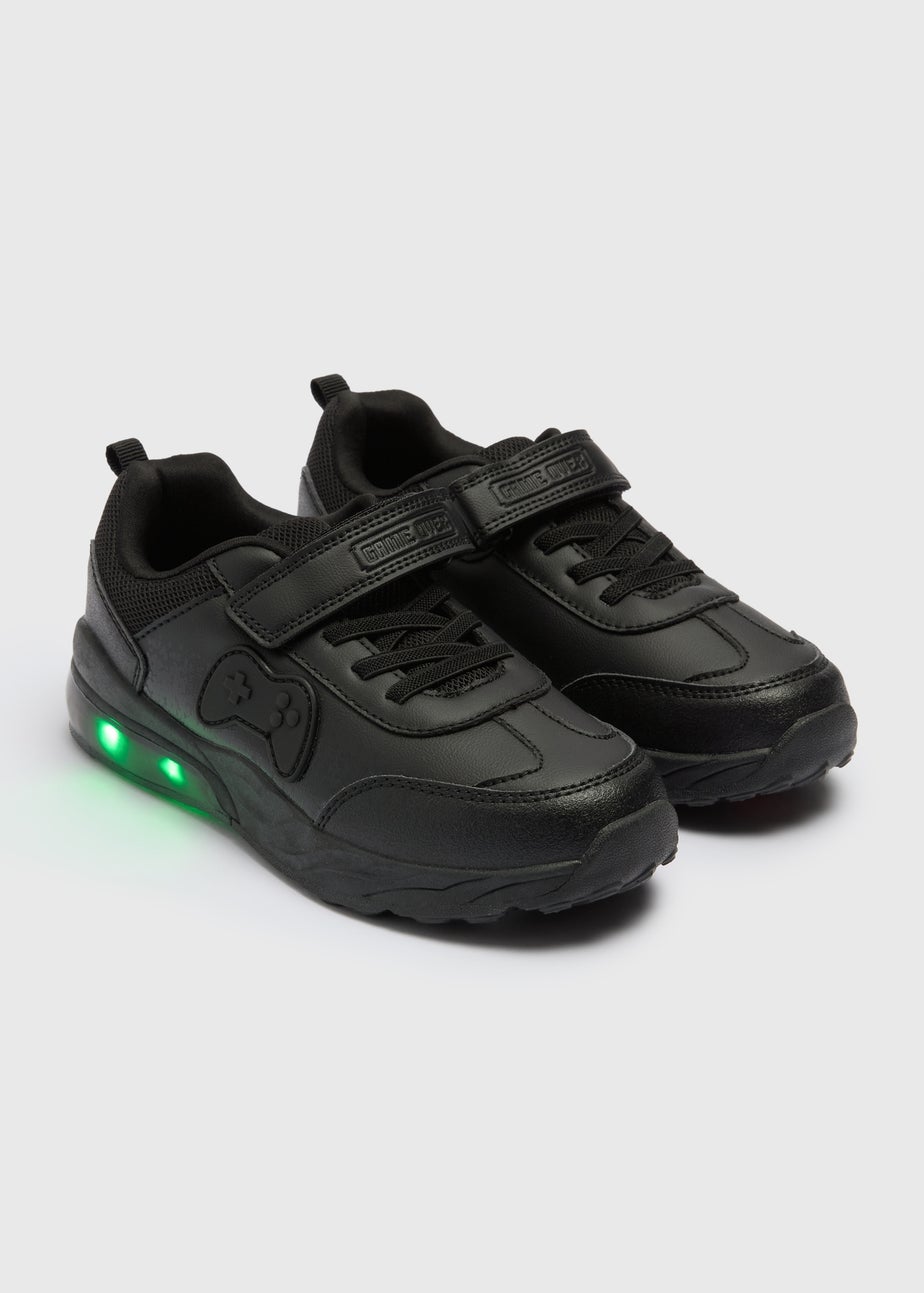 Boys Black Gamer Light Up Trainers (Younger 8-Older 3)