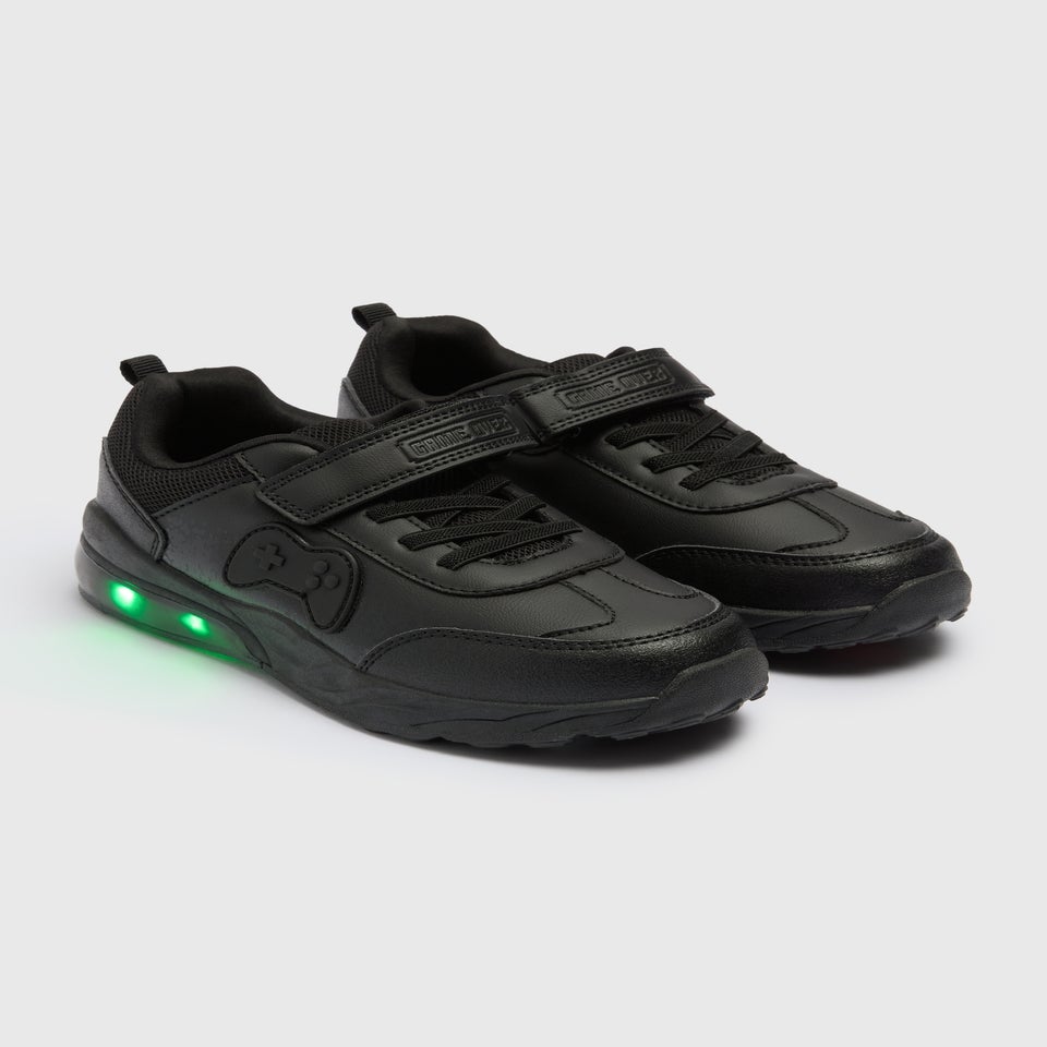 Boys Black Gamer Light Up Trainers (Younger 8-Older 3)