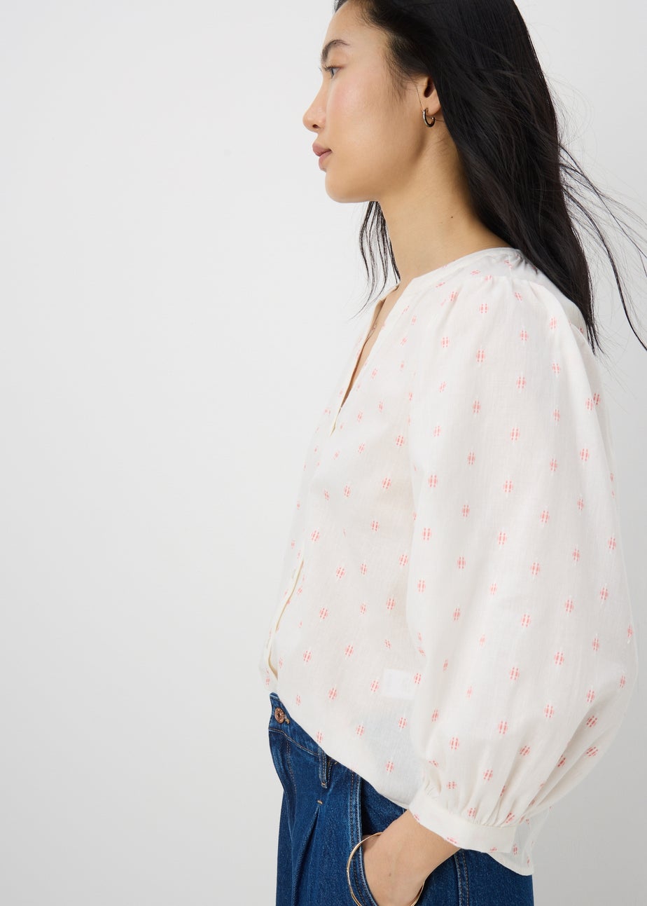 Cream Dobby Embellished Blouse