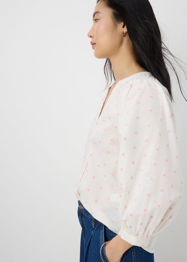 Cream Dobby Embellished Blouse