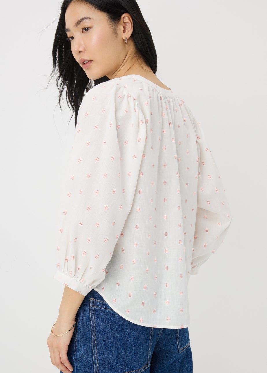 Cream Dobby Embellished Blouse