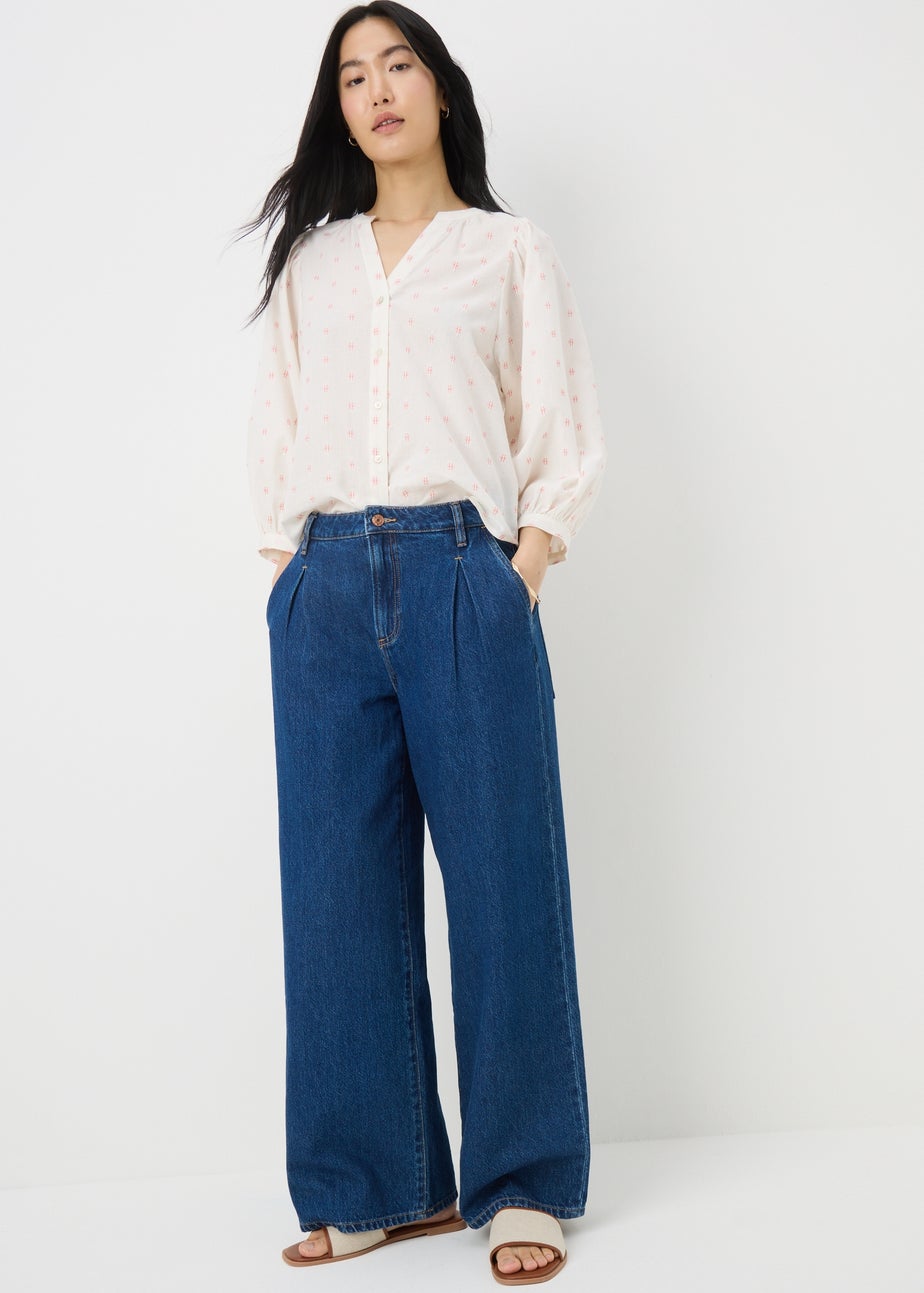 Cream Dobby Embellished Blouse