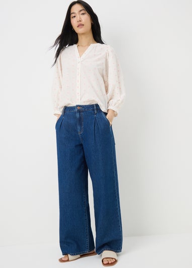 Cream Dobby Embellished Blouse