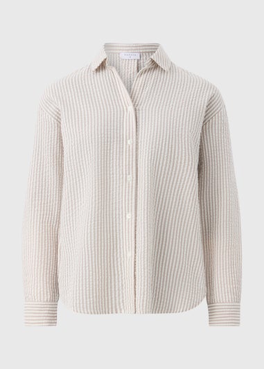 Stone Stripe Seersucker Cotton Shirt