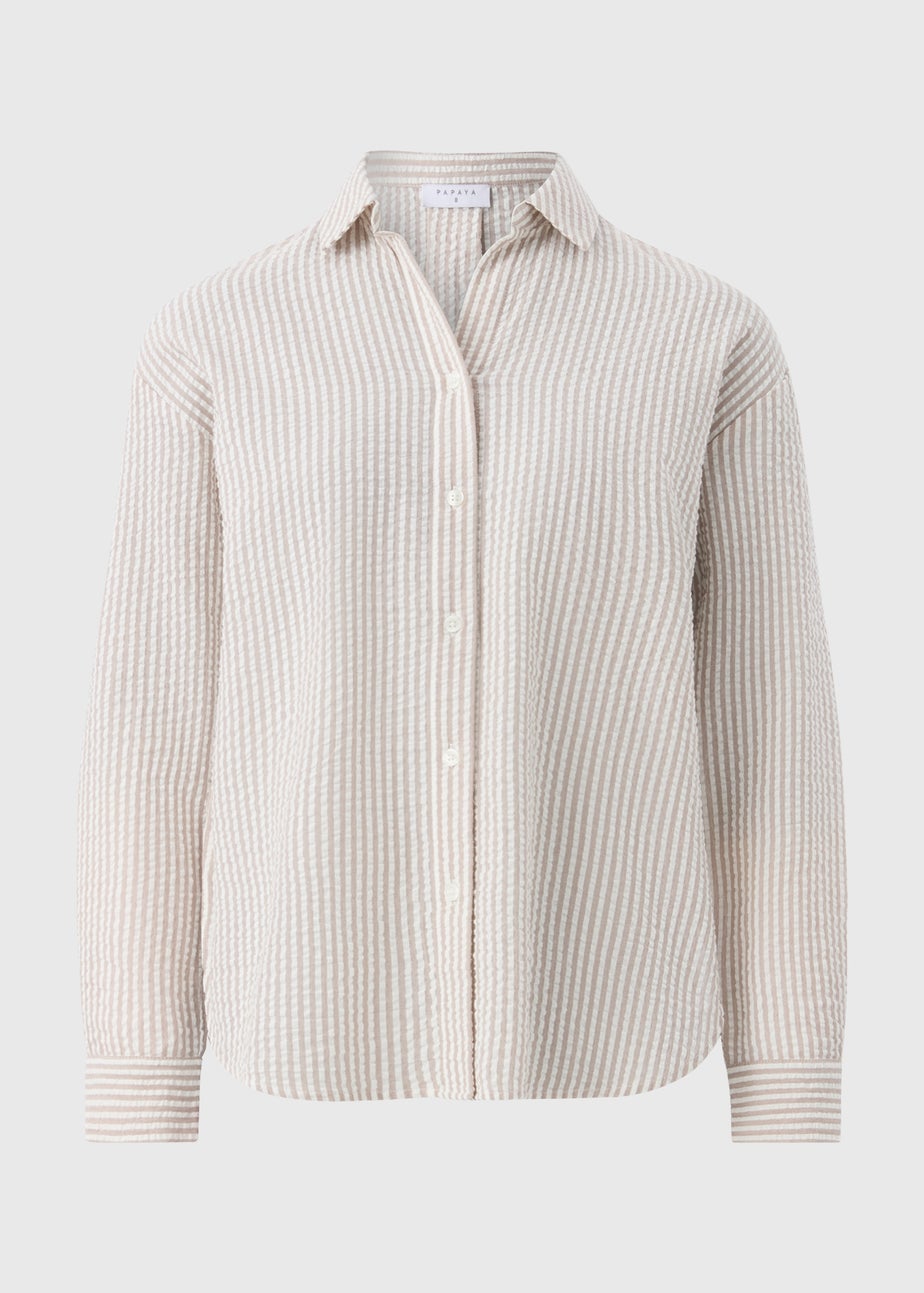 Stone Stripe Seersucker Cotton Shirt