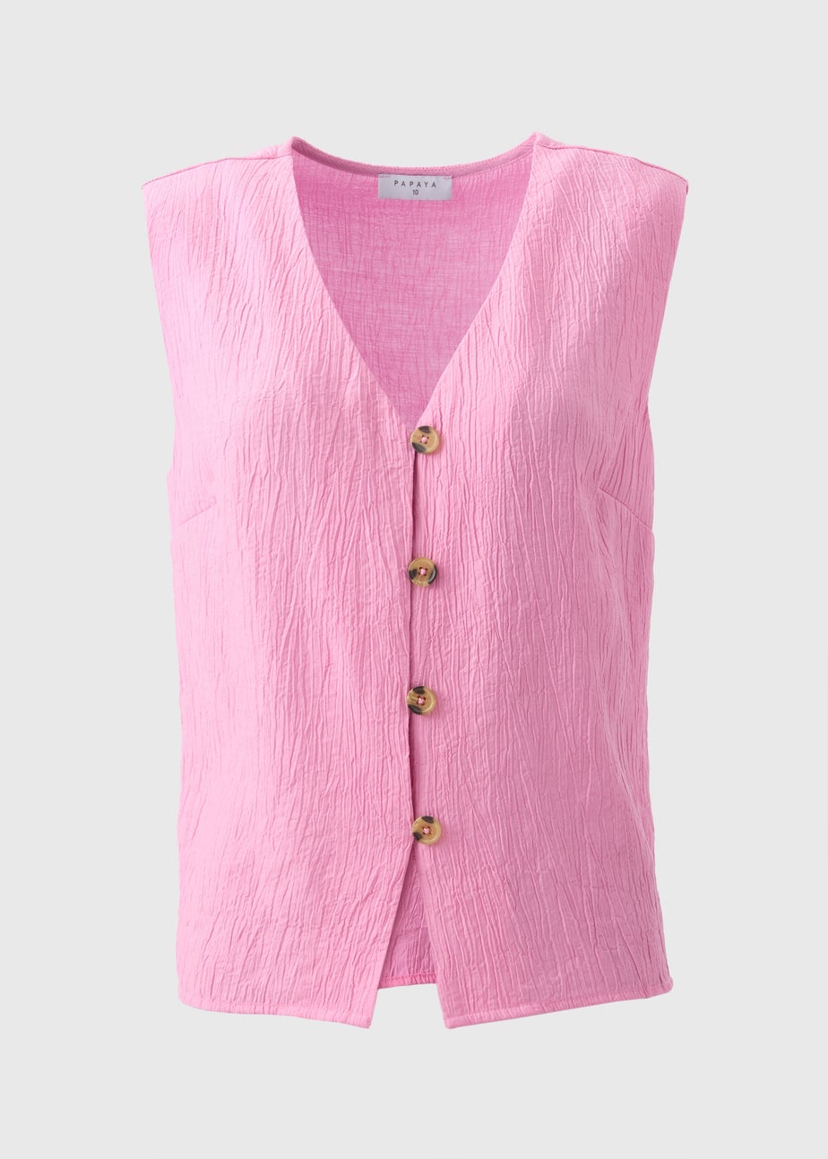 Pink Button Front Waistcoat