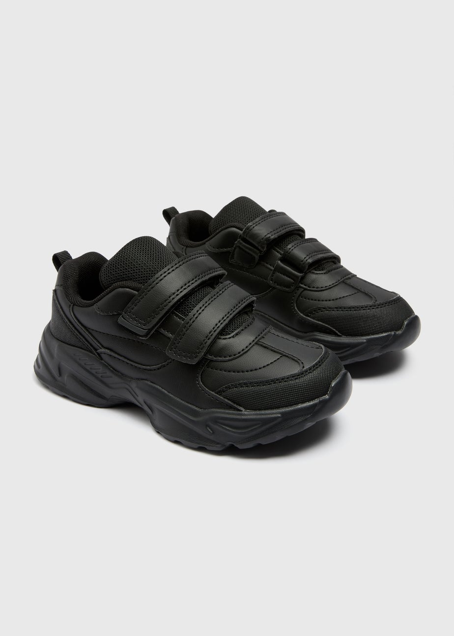Boys Black Scuff Resistant Casual School Trainers (Younger 9-Older 6)