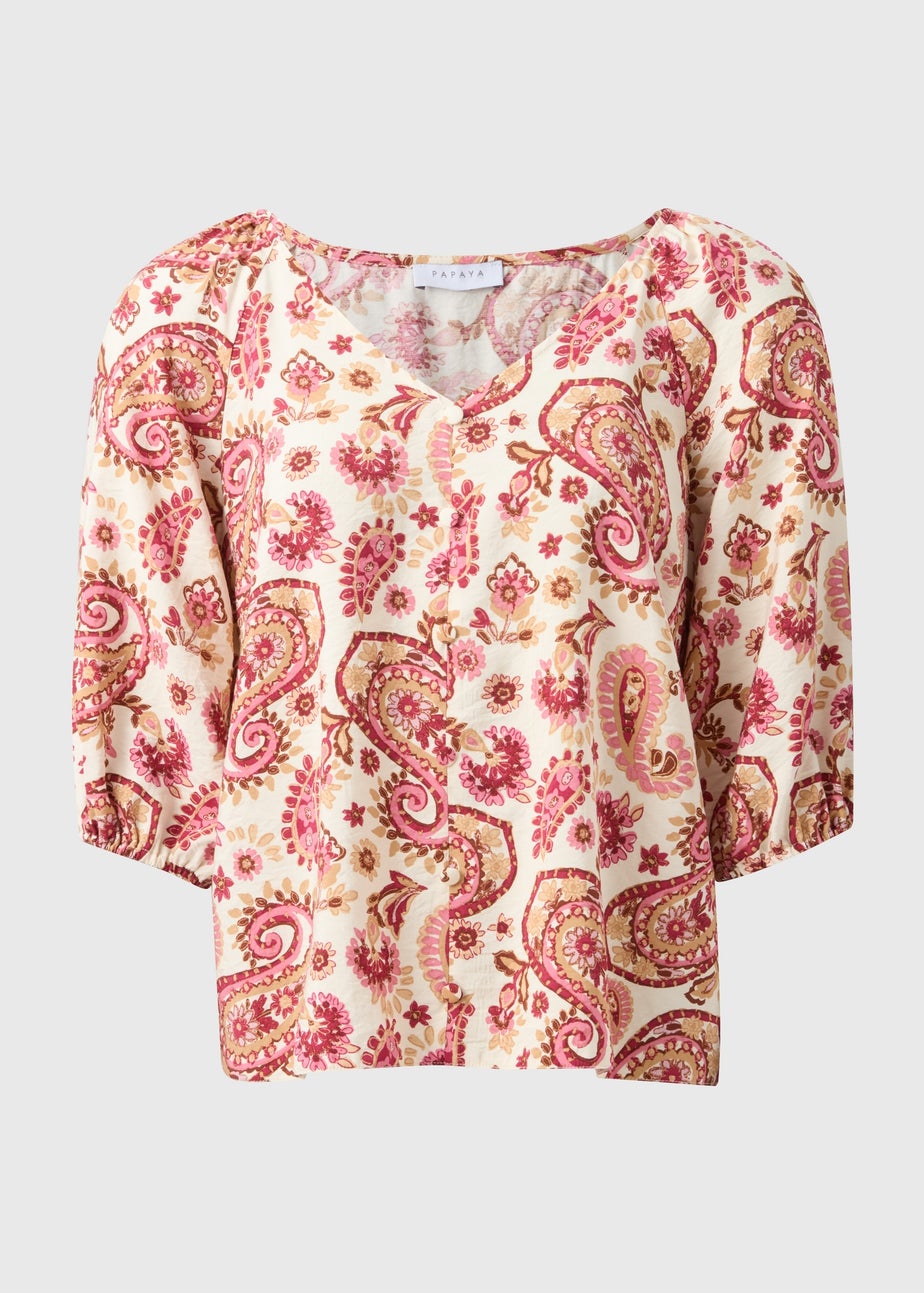 Pink Paisley Print Co Ord Blouse