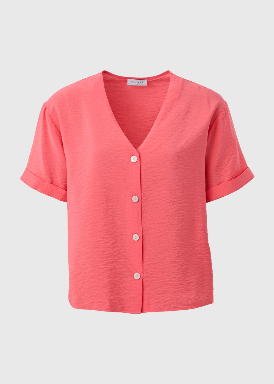 Coral Short Sleeve V-Neck Shirt