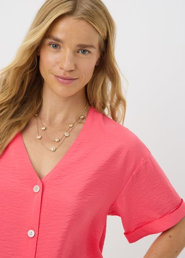 Coral Short Sleeve V-Neck Shirt