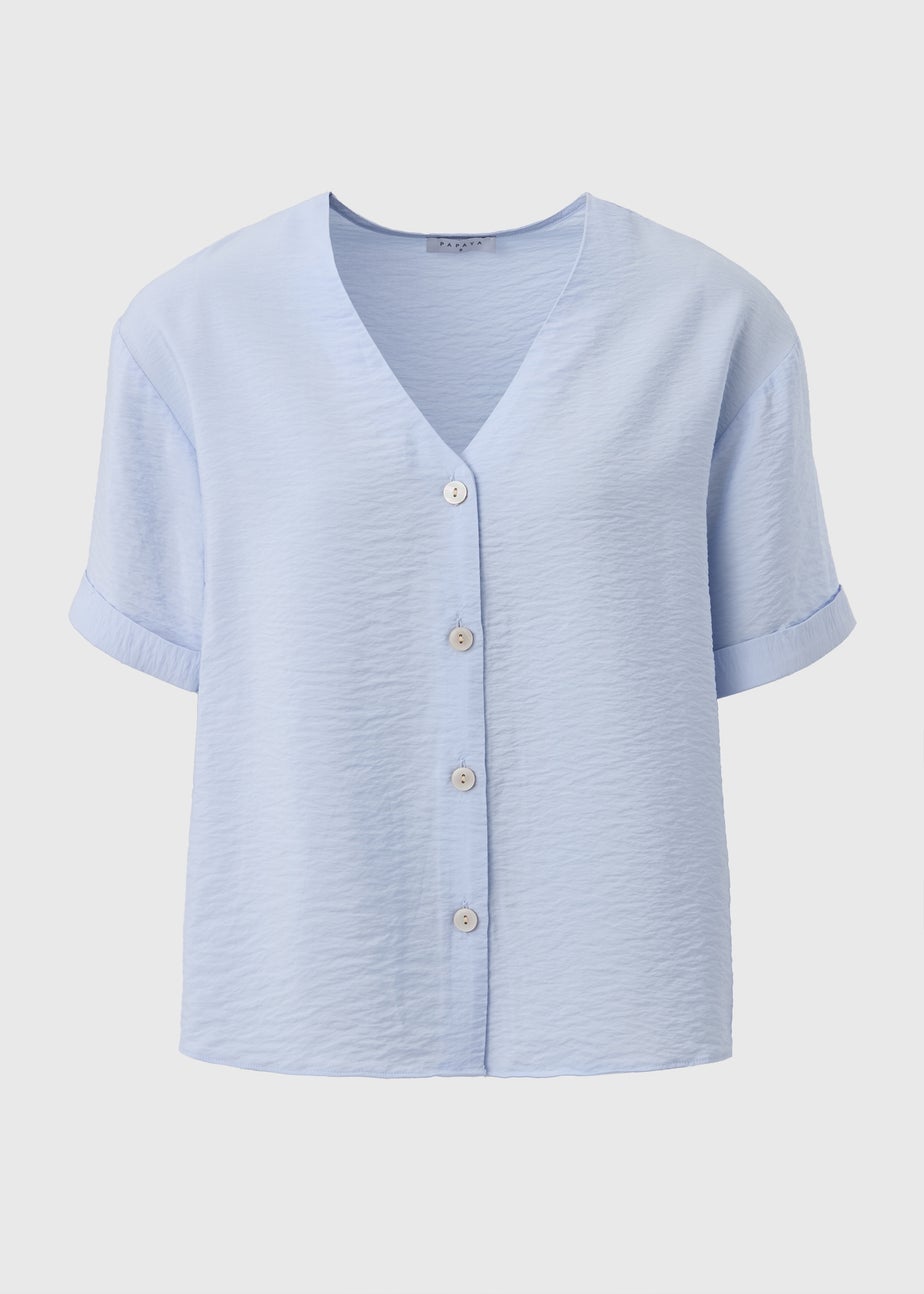 Light Blue  Short Sleeve V-Neck Shirt