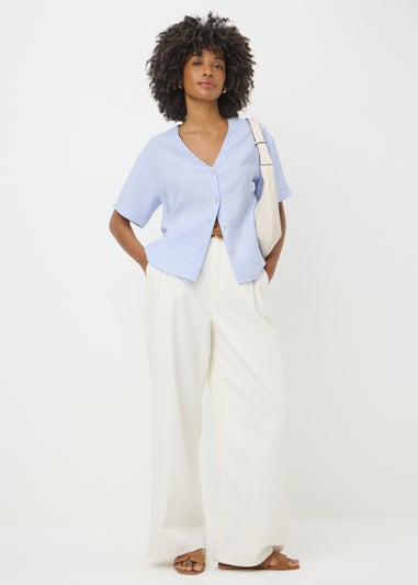 Light Blue  Short Sleeve V-Neck Shirt